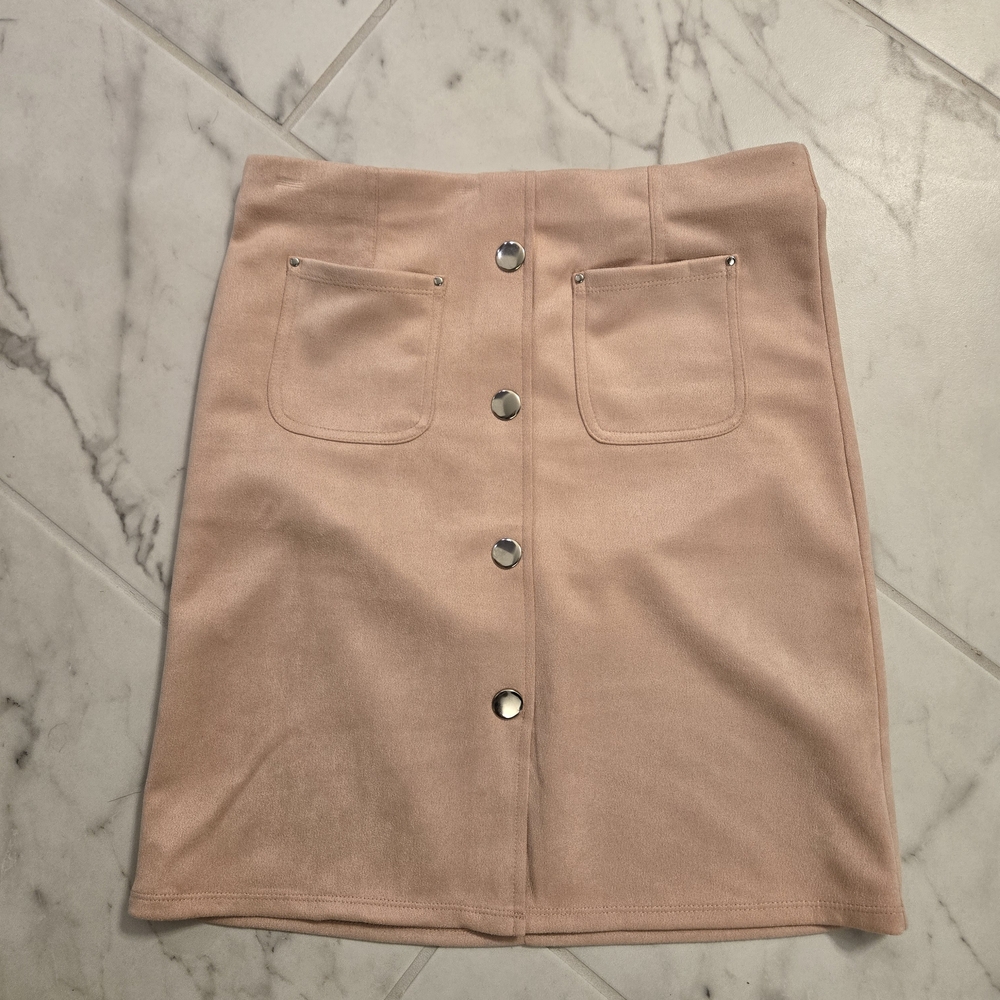 Blush Button-Front Skirt